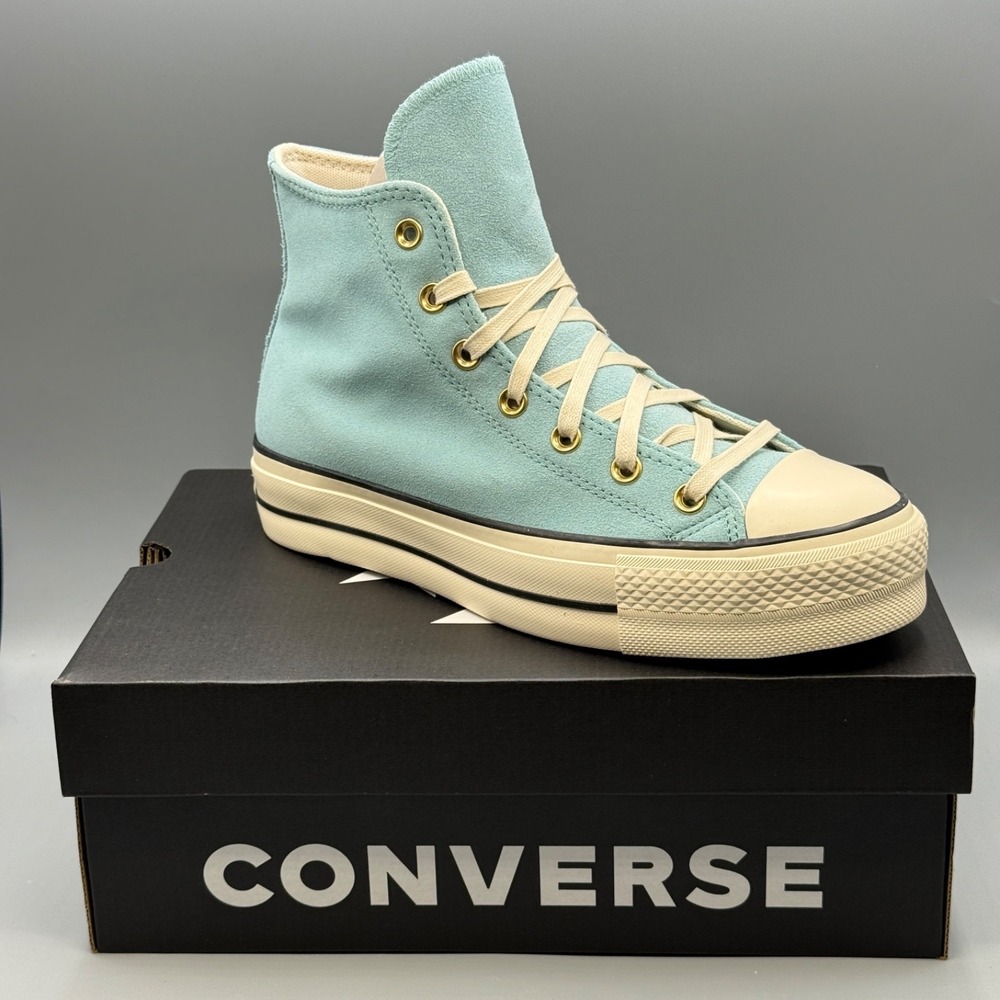 Converse Women's 9 Hi Top Platform Blue Sneakers Leather Suede CTAS Lift A13824C